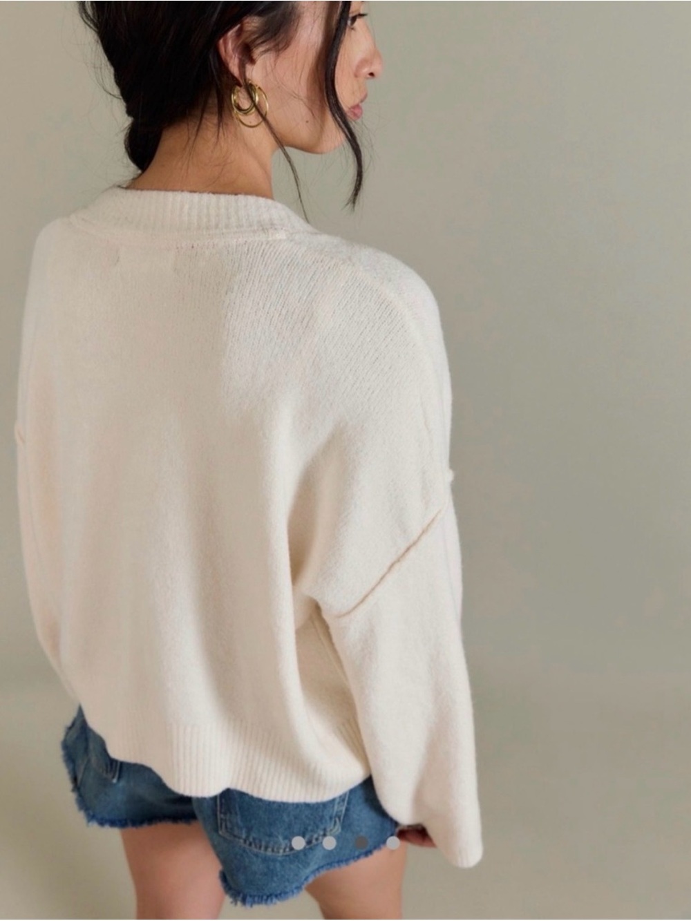NWT! Free People Ivory Button-Front V‑Neck Cardigan - Picture 3 of 8